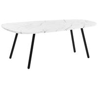 Table basse - BELIANI - BIDDLE - Blanc - Ovale - Effet marbre