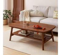 Table basse moderne pliable à 2 étages en bois ovale minimaliste avec étagère de rangement Design milieu du siècle pour petits appartements Finition noyer 119,4 x 54,6 x 45,7 cm