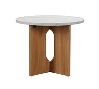 Table Basse Moderne Ronde 50 cm Effet marbre Bois Clair
