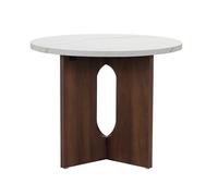 Table Basse Moderne Ronde 50 cm Effet marbre Bois foncé