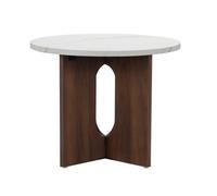 Table basse moderne ronde 50 cm effet marbre bois foncé - Oviala