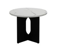 Table basse moderne ronde 50 cm effet marbre noir - Oviala