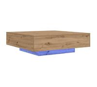 vidaXL Table Basse Chêne Artisanal 100 x 100 x 31 cm Bois d'ingénierie, Table Basse Moderne, élégante et multifonctionnelle, Meuble stylé avec lumières LED