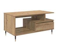 Table basse moderne - vidaXL - Chêne artisanal - Bois d'ingénierie - 90x49x45 cm - Pieds en acier - Avec tiroir