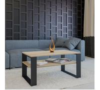 Table basse MODI Chêne Sonoma / Noir avec étagère - Table moderne pour salon - Style industriel