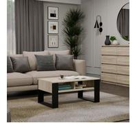 Table basse MODI II Chêne Sonoma / Noir avec étagère - Table moderne pour salon - Style industriel