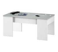 Table basse modulable coloris Blanc Artik - Ciment en mélamine avec plateau - Dim : 45 x 100 x 50 cm