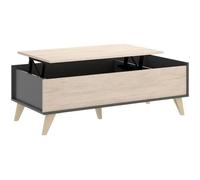 Table basse modulable coloris graphite-naturel - Longueur 99 x Hauteur 41 x Profondeur 60 cm