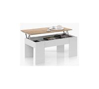 PEGANE Table Basse modulable en Panneaux de Particules Coloris Blanc artik/chêne Canadien -Dim : L100 x P50 x H42 cm