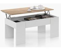 Table basse modulable en panneaux de particules coloris blanc artik- chêne canadien -Dim : L100 x P50 x H42 cm