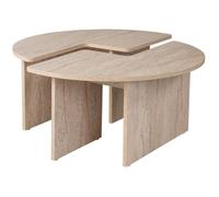 Table basse - MOIRA - Ronde - Effet marbre travertin - 90 x 90 x 41 cm
