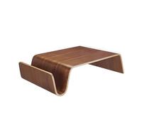 Table Basse Moulé d'une Seule Pièce Panneau Courbé en Bois Massif Coffee Table avec Rainure en U Uniques Tables Centrale Coins Arrondis Stable et Résistant pour Salon, Bureau(Brown)