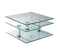 Table basse MOVING modulable en verre transparent piétement acier