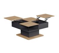Table basse Movira, 80x45cm avec compartiments de rangement, Anthracite, Vicco 59128