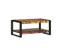 Table basse multicolore 90x50x38 cm bois de récupération massif