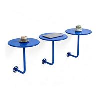 Table Basse Murale Métal，Table De Bar Ronde，Petite Bureau D'appoint Flottant en Forme L，café, Restaurant, Chambre À Coucher Cocktail Bistro(Bleu,W50xH45cm)