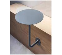 Table Basse Murale Ronde d'Appoint avec Plateau en Métal Forgé - Boissons et Collation pour Salle à Manger, Café, Restaurant, Chambre à Coucher (Grey, Diameter 35)