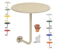 Table Basse Murale, Table De Bar Ronde avec Support Mural, Table À Boissons,Bureau Flottant, pour Cocktails, Pubs, Bureaux, Desserts, Salles D'attente Et Salons(Beige,40x45cm)
