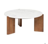 Table basse ""Nanda"" marbre blanc 91,5x91,5x41,5cm - Atmosphera Créateur d'intérieur