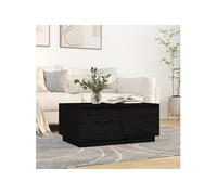 Vidaxl Table Basse Noir 80x50x35 Cm Bois Massif De Pin Marron
