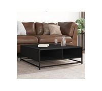 vidaXL Table basse noire 80 x 80 x 30 cm bois d'ingénierie et métal