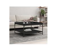 vidaXL Table basse noir 80x80x45 cm bois d'ingénierie et fer 832813