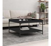 vidaXL Table basse noir 80x80x45 cm bois d'ingénierie et fer 832813