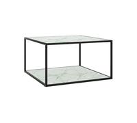 Table à Thé Noire avec Verre Trempé 100x50x35 cm Table d'Appoint Canapé vidaXL