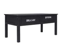 Table basse noire 100 x 50 x 45 cm en bois de peuplier et de paulownia | 2 tiroirs avec poignées métalliques, impressions zones New York, bois de peuplier et paulownia, montage facile, usage salon