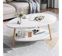 Table basse nordique avec étagère - Table basse moderne en bois blanc, design créatif de forme libre, 90,2 x 50,8 x 41,9 cm (L x l x H), idéale pour les appartements et les salles de séjour