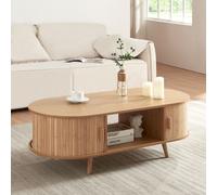 Table basse 'Nordkapp' avec 2 portes 120 x 55 x 40 cm bois bambou