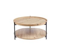 Table basse NORWYN - Coloris chêne vieilli - Table basse ronde Ø80 cm - MDF - Design original