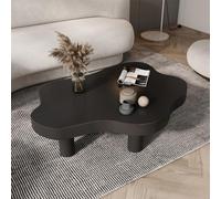 Table Basse Nuage Bois Moderne 3 Pieds Salon,Noir,80 * 55 * 40CM | Table basse design cloud en bois massif avec pieds stables et coins arrondis pour une sécurité optimale dans votre salon.