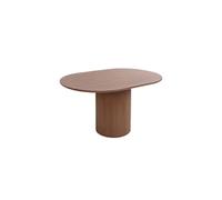 Table basse ovale effet bois sculpté couleur noyer I sweeek
