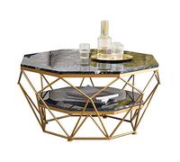 Table basse octogonale moderne en marbre avec base en acier inoxydable pour le salon