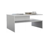 Table Basse OLA Blanche - Table de salon avec étagère - 100x48x50 cm