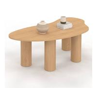 IDMarket - Table Basse Organique 100 cm Bois Effet hêtre