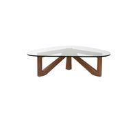 Table basse organique en verre et bois brun Norwin