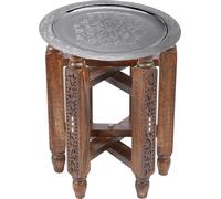 Table basse orientale Halab Marron Mehdia Argent 40cm