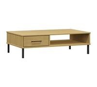 Table basse Oslo en pin massif avec pieds en métal - Table de salon moderne, durable et élégante pour les petits et grands appartements