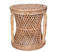 Table basse ottomane en osier naturel tissé à la main - Repose-pieds en rotin polyvalent et support pour plantes pour décoration intérieure ou extérieure - Tabouret élégant pour salon et terrasse