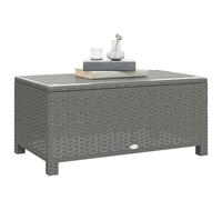 Table basse Outsunny en rotin PE, table basse rectangulaire d'extérieur avec plateau en verre trempé, capacité de 70 kg pour jardin, balcon, terrasse, patio, gris clair