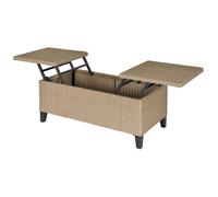 Outsunny Table Basse de Jardin Style Cosy Chic - Table Basse relevable - métal époxy résine tressée Imitation rotin Beige