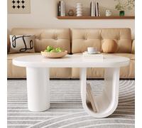 Table basse ovale à pieds en U, 98,5x53,5x42 cm, Blanc