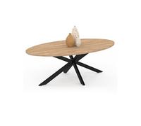 IDMarket Table basse Alix ovale 110 cm pied araignée bois et noir