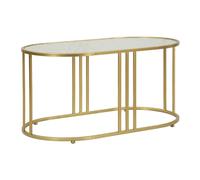 Table Basse Ovale "Antalia" 90cm Transparent & Or
