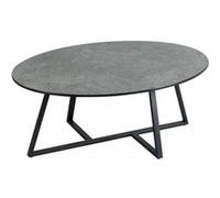 KERIA - Table Basse Ovale Aspect Céramique Grise -