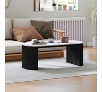 Table Basse Ovale Aspect Effet Marbre En Bois Noir Noir