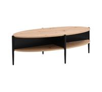 Table basse ovale avec 4 niches en MDF et métal - Naturel clair et Noir - EVARO