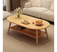 Table basse ovale avec rangement, table centrale pour salon, table basse minimaliste - Petite table d'appoint pour petit espace de chambre à coucher (chêne)